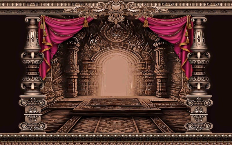 NK Textiles 3D Copper Entry Gate Door Backdrop Cloth for Pooja Decoration Traditional, Background Decoration Cloth for Pooja Background, Curtain Cloth for Festival Fabric (Size-5x8 ft) (Printed) - Image 4