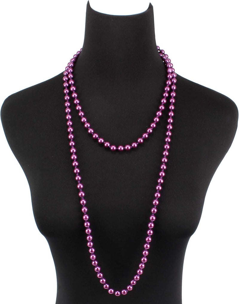 KOSMOS-LI Fashion Faux Pearls Pendants 1920s Beads Cluster Long Pearl Necklace for Costume Party Jewelry 55" - Image 3