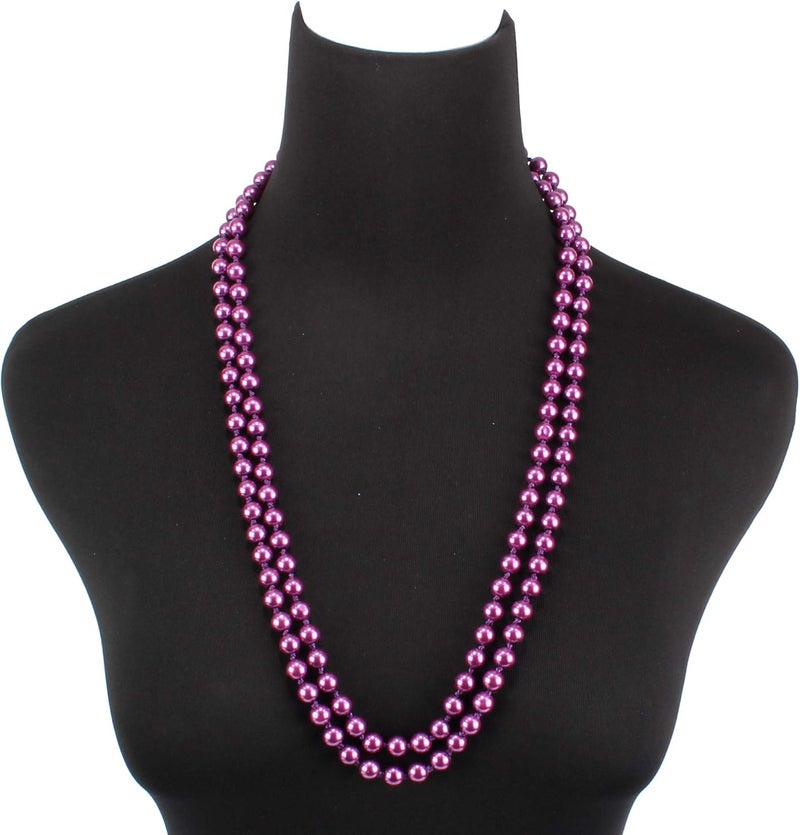 KOSMOS-LI Fashion Faux Pearls Pendants 1920s Beads Cluster Long Pearl Necklace for Costume Party Jewelry 55" - Image 4