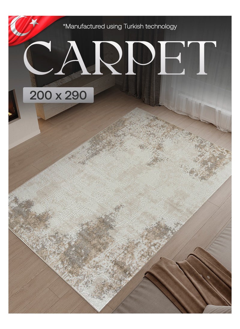 MERINOS Modern Vintage Style Area Rug Non-Slip Super Soft Touch Living Room Bedroom Floor Decoration Carpet Beige Natural Light Rectangular 200x300 cm  - Image 1