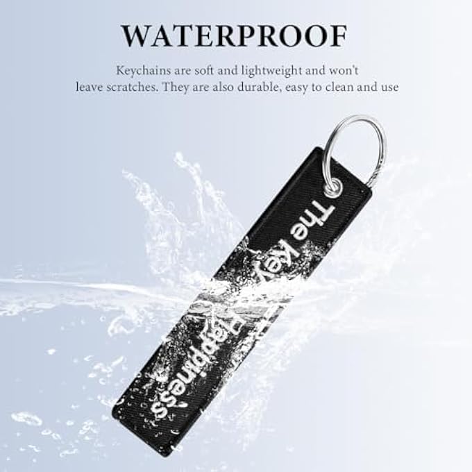 PERSONALIZED KEYCHAIN, 2 PACK EMBROIDERY TAG KEYCHAIN, FOB KEY RING ACCESSORIES FOR CAR MOTORCYCLE SCOOTER (THE KEY TO HAPPINESS) - Image 5