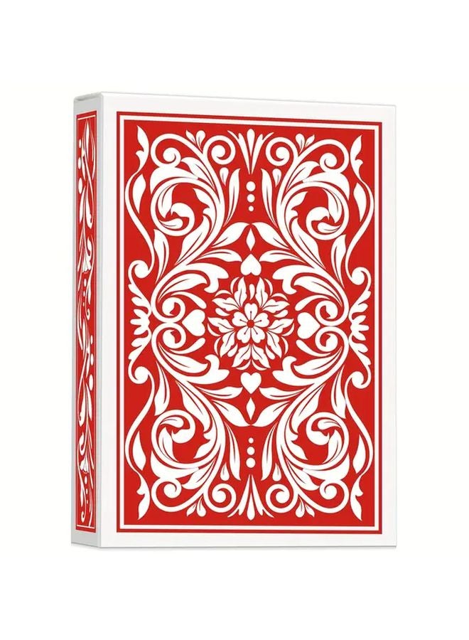 أوراق اللعب بالزهور الحمراء والبيضاء مقاس قياسي من ورق متين لألعاب الحفلات للكبار - Image 1