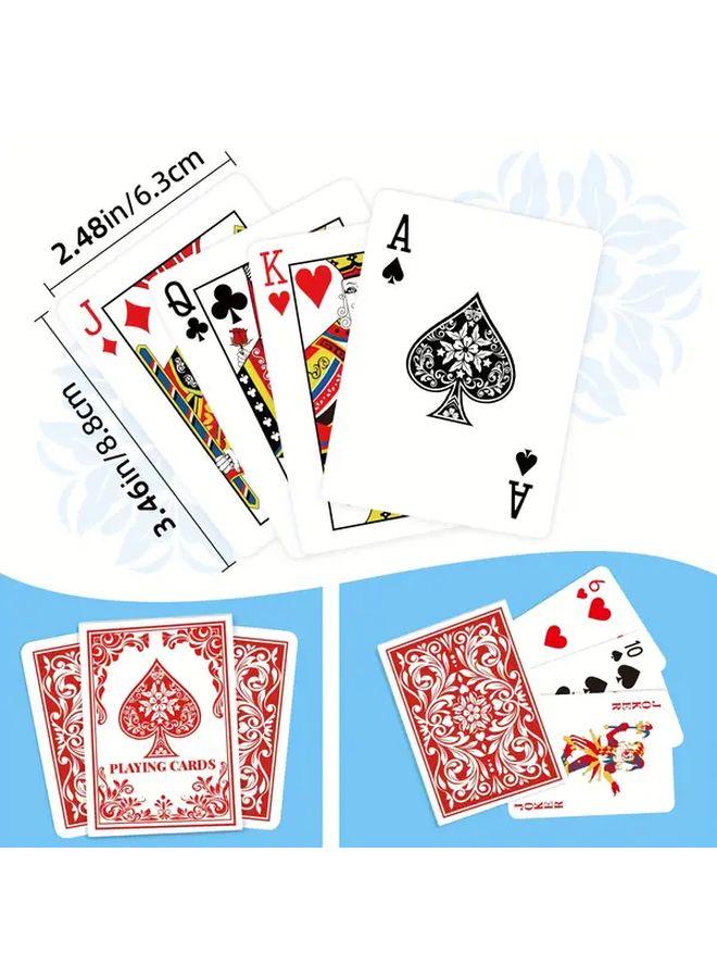 أوراق اللعب بالزهور الحمراء والبيضاء مقاس قياسي من ورق متين لألعاب الحفلات للكبار - Image 3