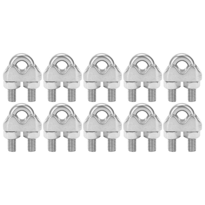 10pcs 1/4 Inch M6 Stainless Steel Wire Rope Cable Clip Clamp U Bolt Saddle Fastener - Image 5