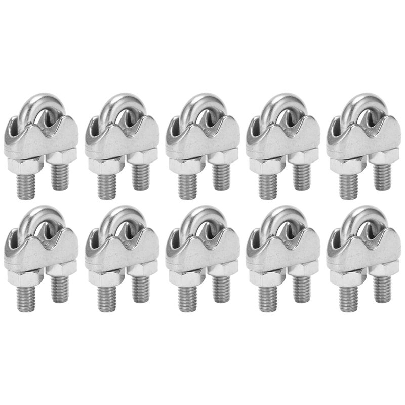 10pcs 1/4 Inch M6 Stainless Steel Wire Rope Cable Clip Clamp U Bolt Saddle Fastener - Image 4