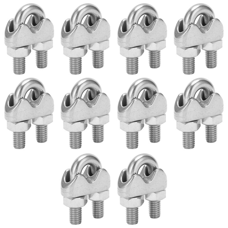 10pcs 1/4 Inch M6 Stainless Steel Wire Rope Cable Clip Clamp U Bolt Saddle Fastener - Image 2
