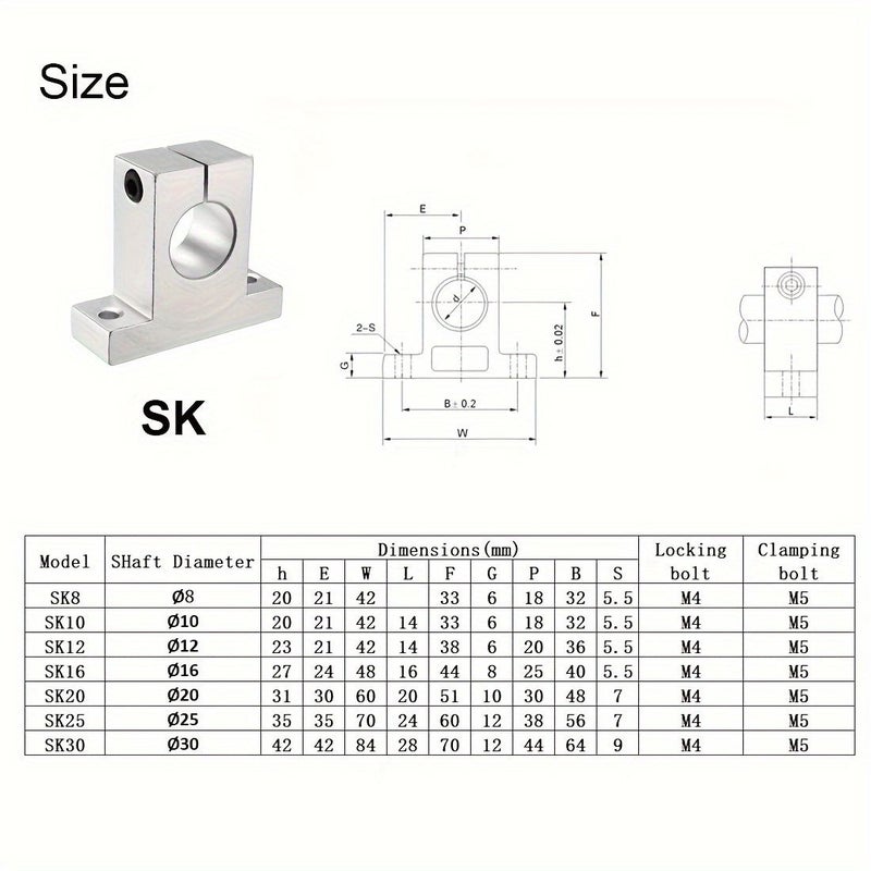 2pcs SK12 12mm Linear Motion Guide Rail Support for CNC 3D Printer - Image 5