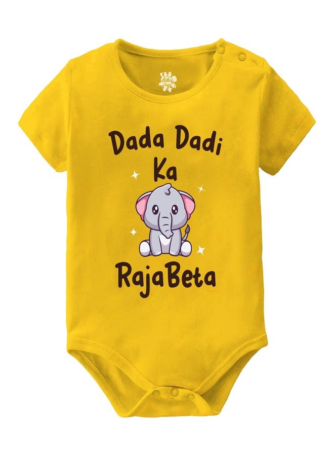 Baby Buzz Newborn Clothes For Baby Boy Dada Dadi ka Raja Beta Printed Onesie Romper 0-3 Months - Image 1