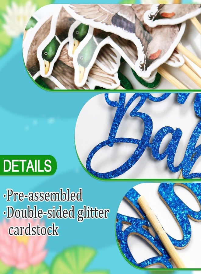 FOZEE Duck Cupcake Toppers, Mallard Duck Cake Picks for Baby Shower, Welcome Baby Boy Toothpicks, It'a A Boy, Duck Themed Baby Shower Party Decoration, 20Pcs - Image 3