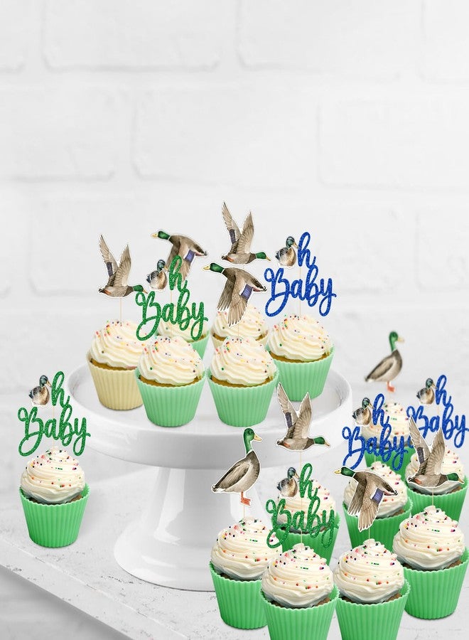FOZEE Duck Cupcake Toppers, Mallard Duck Cake Picks for Baby Shower, Welcome Baby Boy Toothpicks, It'a A Boy, Duck Themed Baby Shower Party Decoration, 20Pcs - Image 5