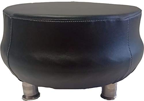 RAJCHAIR RAJCHAIR Outdoor Indoor Taylor Mehendi Stool with PU Foam Sheet Double Colour Leather with 4 Leg Black