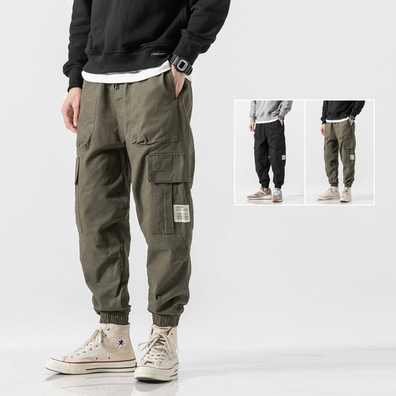 Vintage American Work Pants Mens Tapered Casual Army Green - Image 3