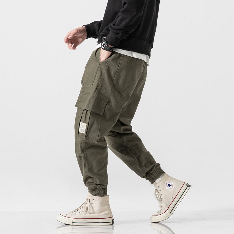 Vintage American Work Pants Mens Tapered Casual Army Green - Image 4