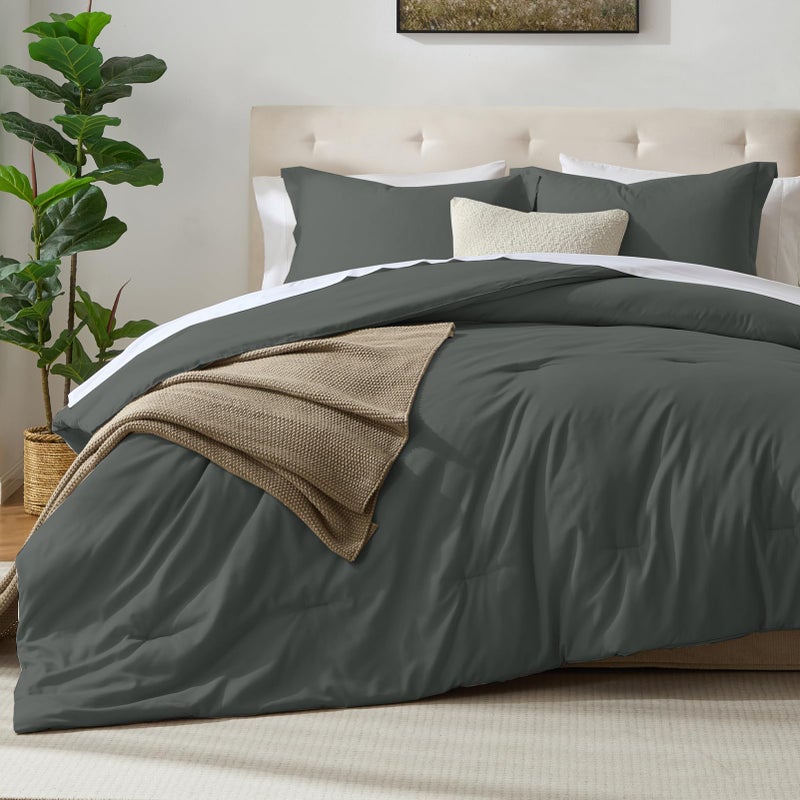 satisomnia Queen Comforter Set Grey 3 PCS, Lightweight Down Alternative Comforter Full Size - Image 1