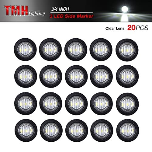 TMH (Pack of 20) TMH 3/4 Inch Mount White LED Clearance Bullet Marker lights, Side LED marker lights for trailer Truck RV Car Bus Van - Image 2