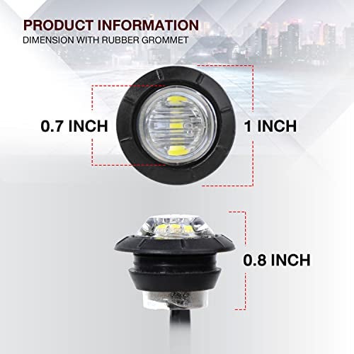 TMH (Pack of 20) TMH 3/4 Inch Mount White LED Clearance Bullet Marker lights, Side LED marker lights for trailer Truck RV Car Bus Van - Image 4