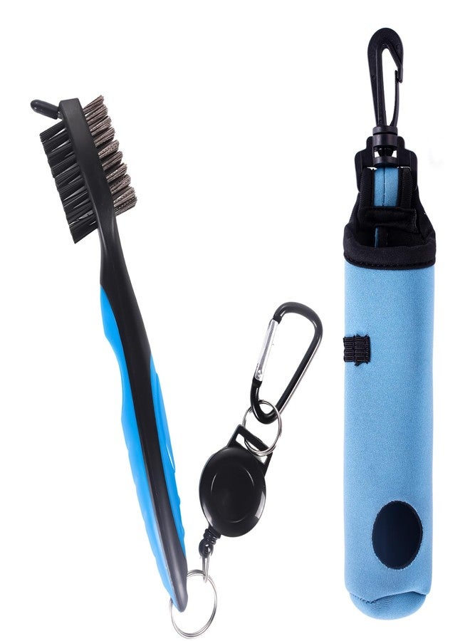 coldpa Golf Brush, Golf Club Brush with Retractable Groove Cleaner, Golf Club Cleaning Kit with Carabiner Clip & Storage Pouch, Effective Dirt Removal on Clubs, Shoes & Gear (2PCS) - Image 1