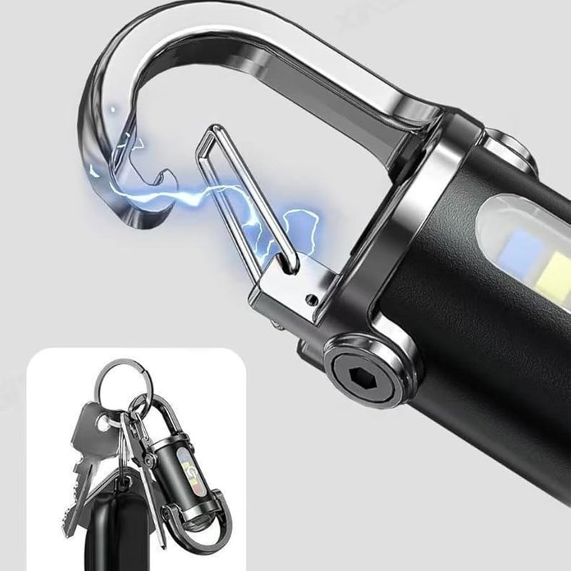 Black Magnetic Keychain Flashlight Lightweight Camping Repair Work Outdoor Exploration Torch - Image 3