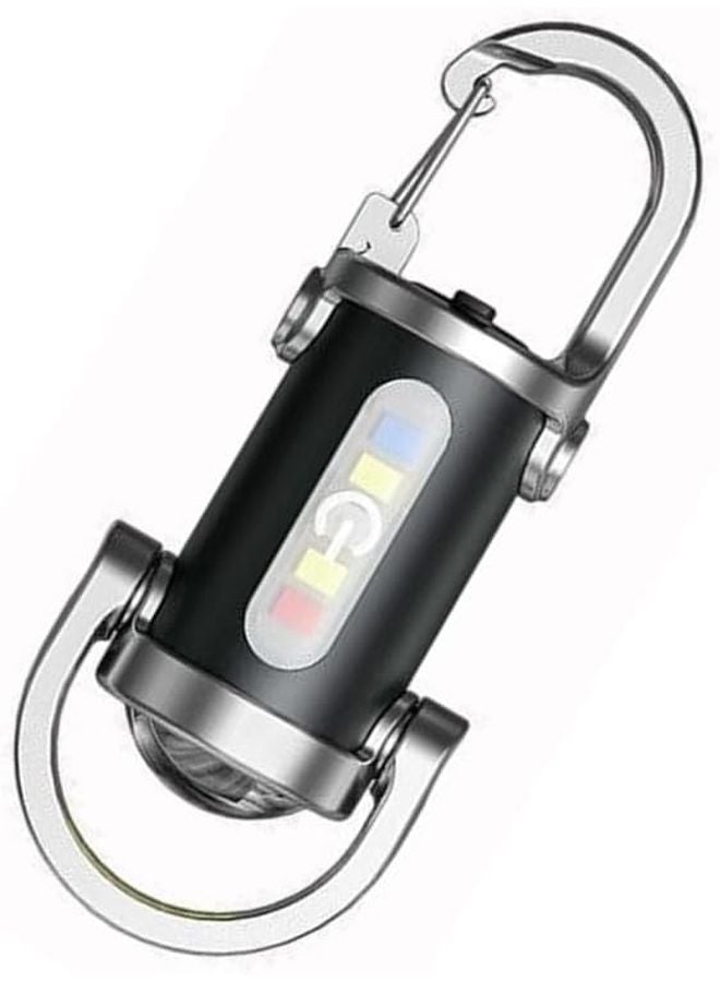 Black Magnetic Keychain Flashlight Lightweight Camping Repair Work Outdoor Exploration Torch - Image 1