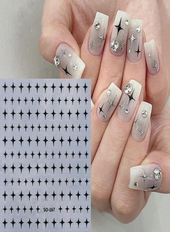 6 Sheets Star Sun Nail Art Stickers Decals 3D Self-Adhesive Stars Nail Supplies Stickers with Nail Design Black Gold Laser Silver Star Nail Decals for Women DIY Acrylic Nail Art Supplies Decorations - Image 5