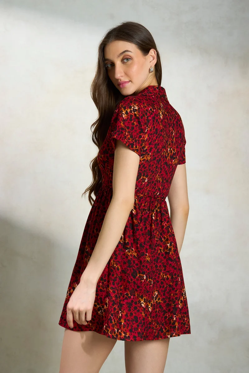 Virgio Viscose Animal Daywear Print Mini Dresses for Women