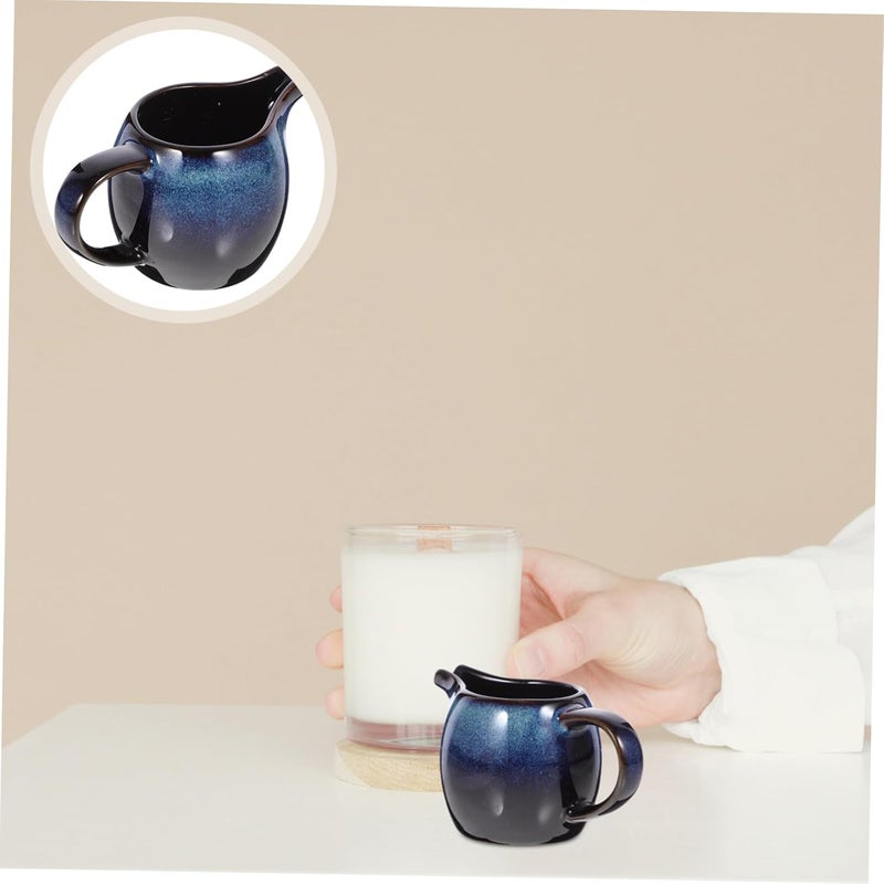 POPETPOP Ceramic Milk Creamer Pitcher with Handle and Spout Multi Use Jug for Coffee Sauce and Salad Dressings Elegant Blue Porcelain for Cafes Homes and Restaurants - Image 5