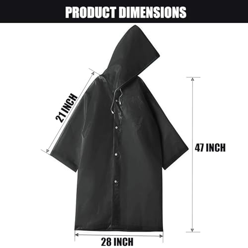 RR DESIGN Waterproof Rain Coat with Hood, Long Length, Transparent EVA Material,for Men & Women-Black - Image 2