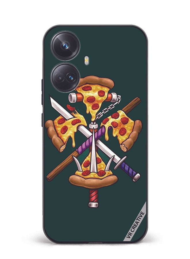 VR CREATIVE Protective Case Cover For Realme 10 Pro Plus Pizza Sword Design Multicolour - Image 1