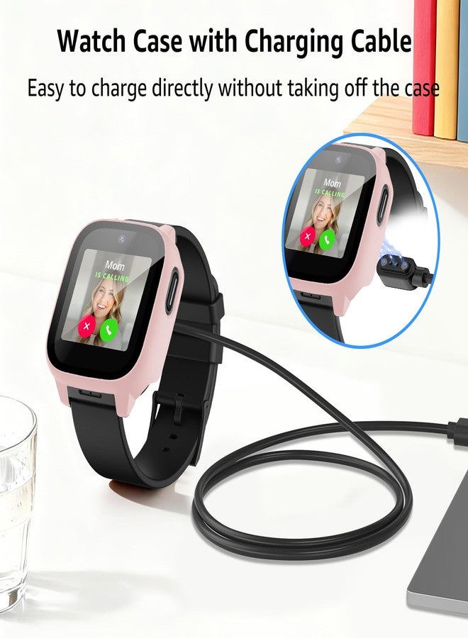 Tiorecime 4 Pack Case for Cosmo JrTrack 5 Kids Smart Watch with Tempered Glass Screen Protector, Shockproof Hard PC Bumper, Magnetic USB Charging Cable, Scratch Resistant Protective Cover - Image 4
