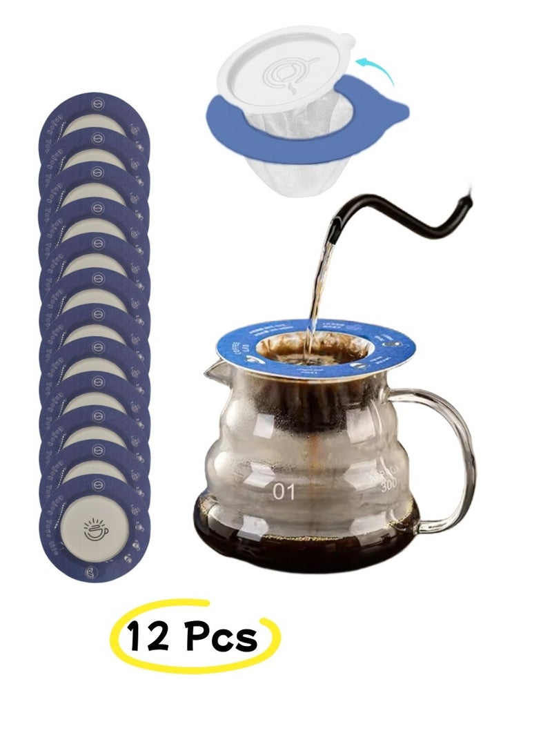 UFO Portable Pour Over Coffee Dripper Coffee Drip Filter Paper Reusable Coffee Filter Coffee Paper Filter Beige Pour Over Coffee Maker for Camping Coffee, Travel Coffee Maker Single Serve Drip Coffee Filters (12, Blue)  - Image 1