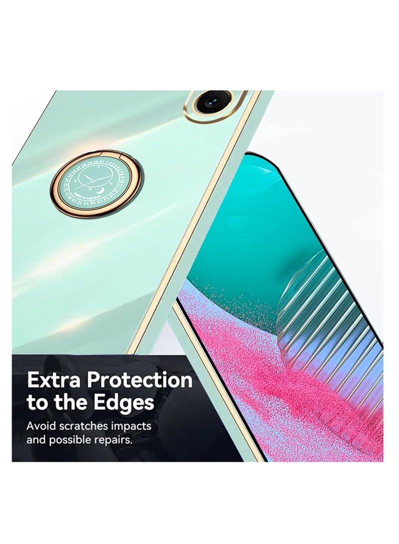 اووكاي [1+2] جراب لهاتف Xiaomi Redmi Note 13 5G مع واقي شاشة غطاء حماية مغناطيسي مطلي كهربائيًا مع حامل حلقي، جراب أنيق رفيع مقاوم للصدمات (أخضر، Note 13 5G) - Image 5