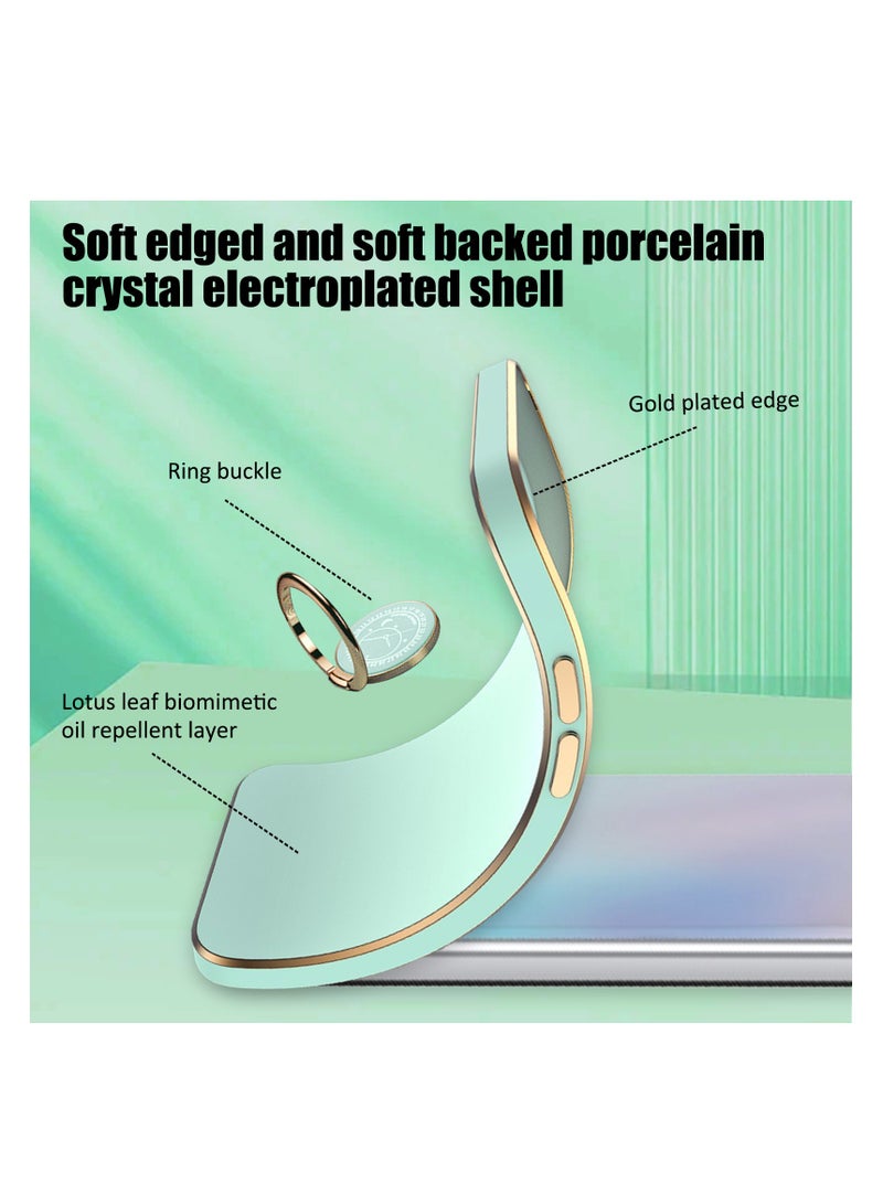 اووكاي [1+2] جراب لهاتف Xiaomi Redmi Note 13 5G مع واقي شاشة غطاء حماية مغناطيسي مطلي كهربائيًا مع حامل حلقي، جراب أنيق رفيع مقاوم للصدمات (أخضر، Note 13 5G) - Image 2