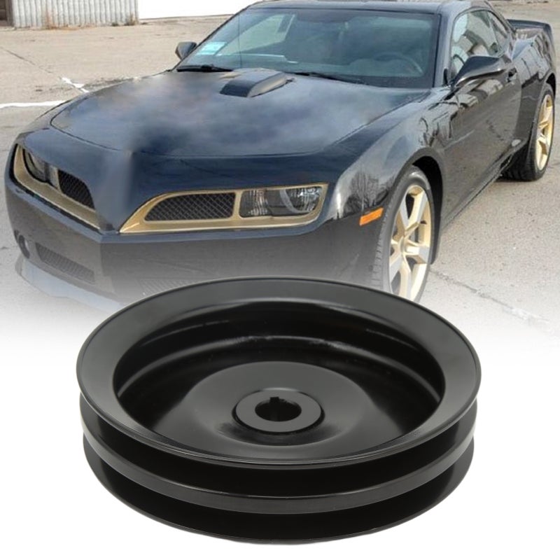 Double Groove Power Steering Pump Pulley 5/8in Keyway Shaft 86 01975 R Replacement for Chevy SBC BBC 350 454 Engine - Image 1