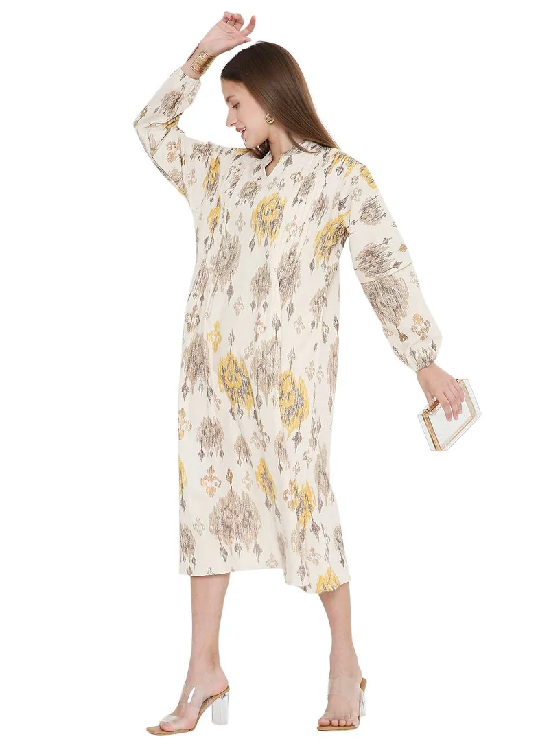 هانا آند سارا HIGH QUALITY SHORT PRINTED FARASHA ARABIC KAFTAN JALABIYA DRESS