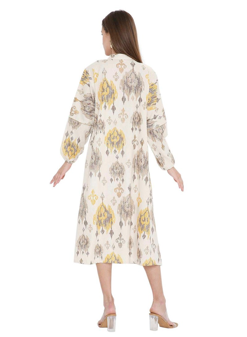 HANA & SARA HIGH QUALITY SHORT PRINTED FARASHA ARABIC KAFTAN JALABIYA DRESS  - Image 2