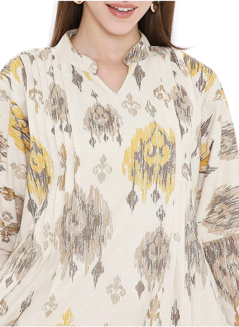 هانا آند سارا HIGH QUALITY SHORT PRINTED FARASHA ARABIC KAFTAN JALABIYA DRESS