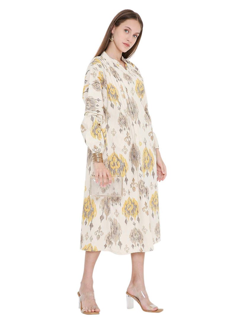 HANA & SARA HIGH QUALITY SHORT PRINTED FARASHA ARABIC KAFTAN JALABIYA DRESS  - Image 5