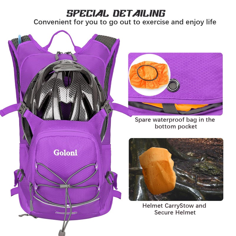 Goloni Hydration Backpack,Lightweight Hiking Backpack with 2L Water Bladder,Insulation Water Backpack for Men Women,Hydration Pack for Biking, Running, Festival,Camping - Image 4
