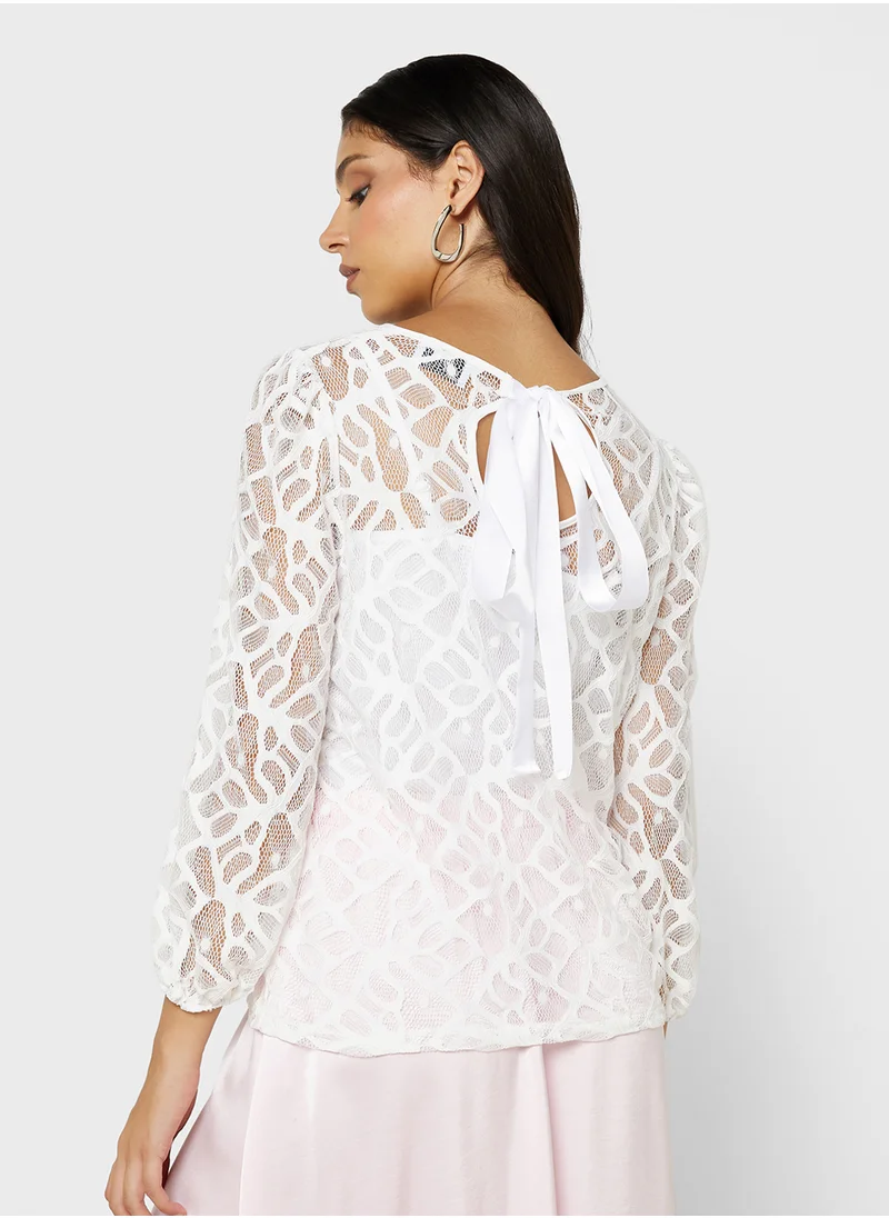 ELLA Lace Top With Back Tie Detail