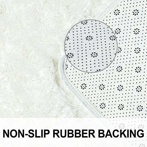 Merelax Modern Soft Fluffy Large Shaggy Rug for Bedroom Livingroom Dorm Kids Room Indoor Home Decorative, Non-Slip Plush Furry Fur Area Rugs Comfy Nursery Accent Floor Carpet 4'x6' Ivory - Image 4