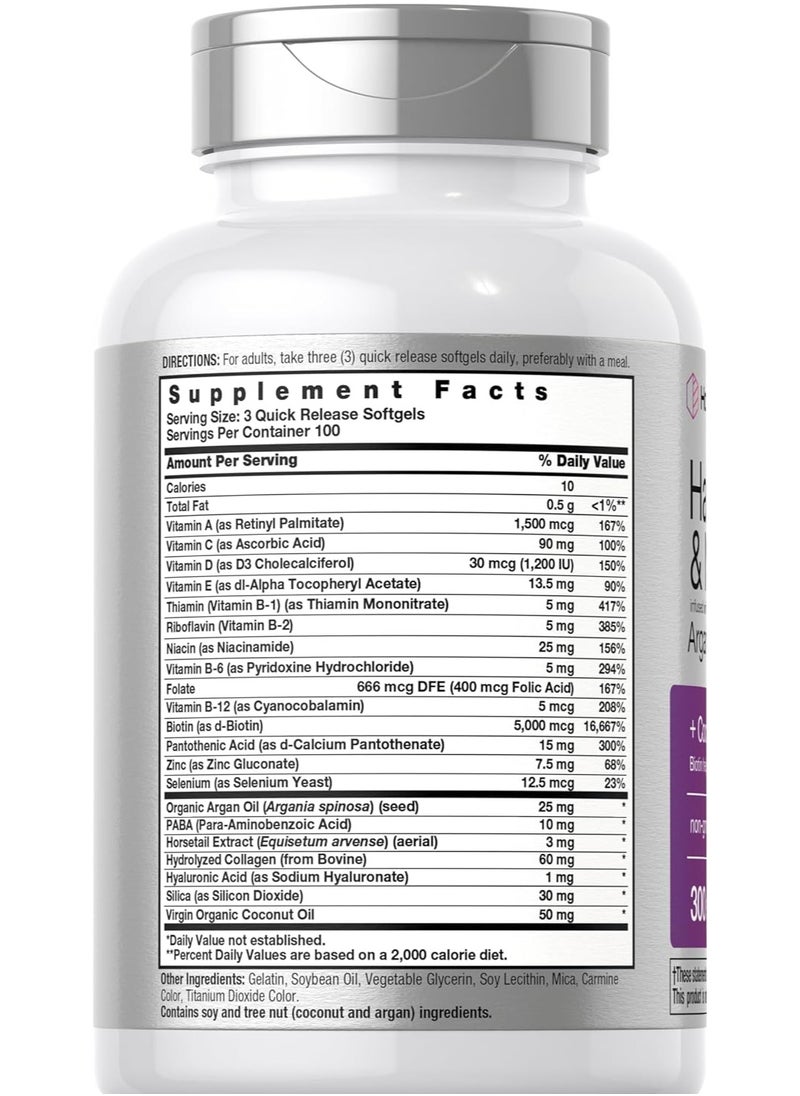 Horbaach Hair Skin and Nails Vitamins  300 Softgels  - Image 2