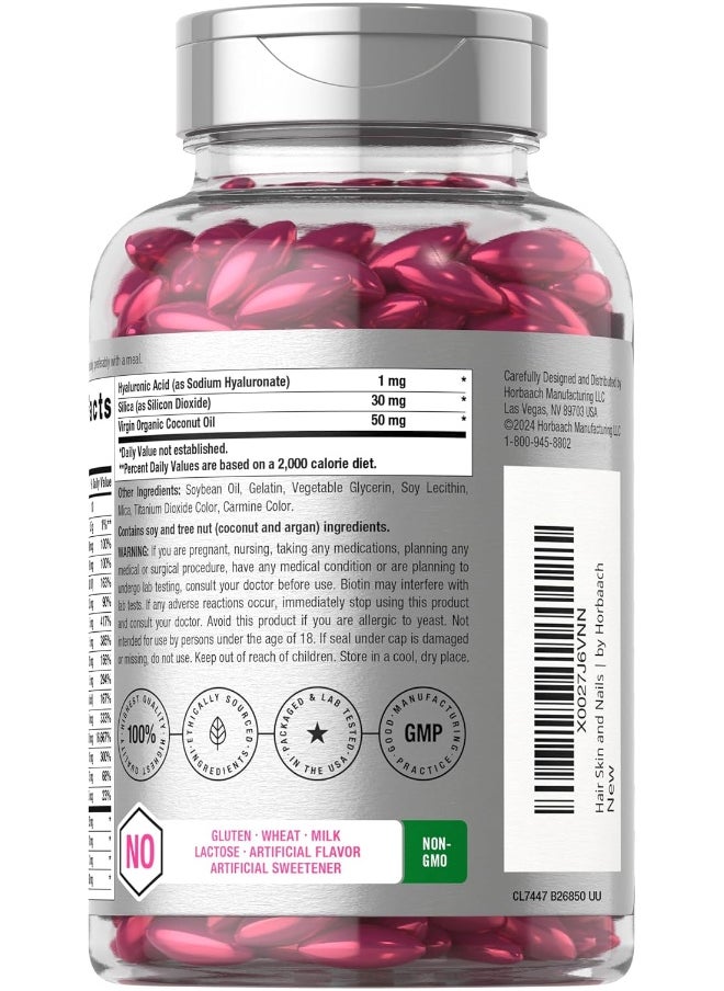 Horbäach Horbäach Hair Skin and Nails Vitamins | 300 Softgels | with Biotin and Collagen | Infused with Argan Oil and Coconut Oil | Non-GMO, Gluten Free Supplement  - Image 3