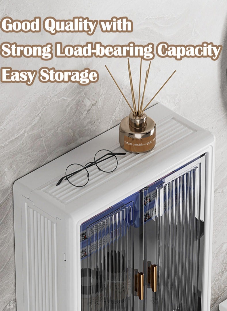 XiuWoo Large Capacity No Drilling Bathroom Storage Shelf Wall-Mounted Bathroom Organizer Rack Dust and Moisture Proof Shelf For Cosmetics Including Hooks For Hanging - Image 3