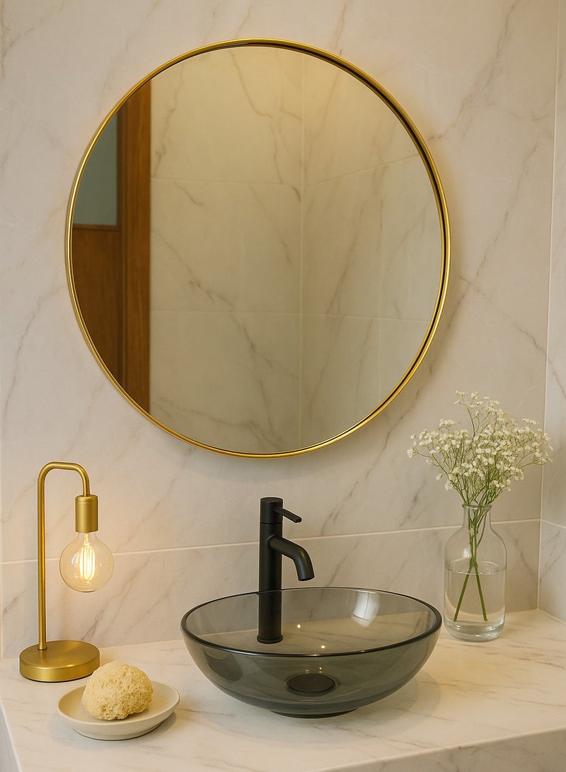 Glass Corner 100 Round Mirrors - Gold - Image 2