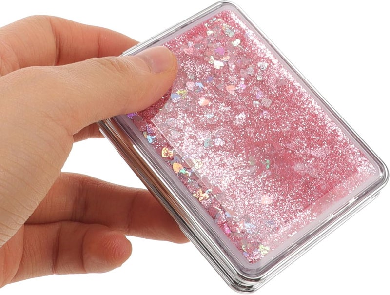 Portable Compact Handheld Makeup Mirror 2pcs Mini Foldable Small Hand Mirror Set for Travel and Handbag Pink and Square Decorative for Women and Students - Image 4