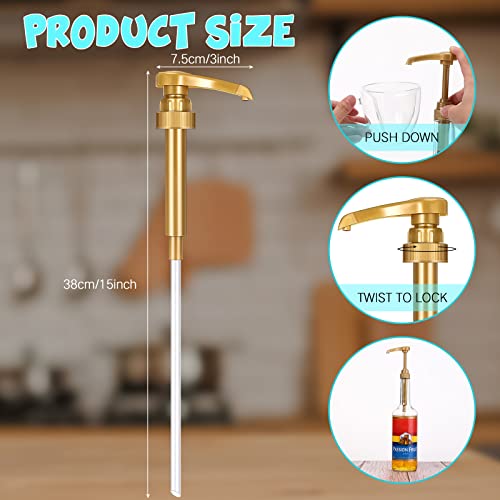 Zopeal 8 Pieces Coffee Syrup Pump Dispenser Fits 750ml254oz Bottles Skinny Syrup Pump for Coffee Flavoring Creamers Caramel Beverages Kitchen Cafe Bar Drinking Mixes Food DispenserGold - Image 3