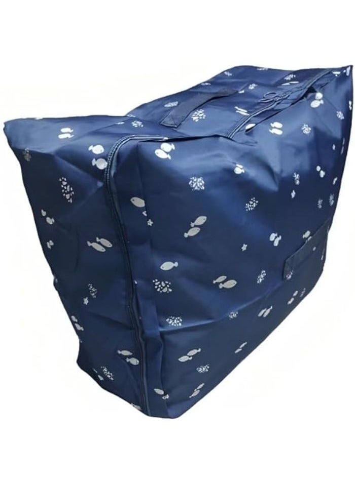 Large portable storage bag suitable for sleeping quilts, waterproof with zippers, heavy-duty thick Oxford fabric organizer bag ideal for sleeping, quilts, blankets and festive decorations, 68 x 49 x 2  - Image 4