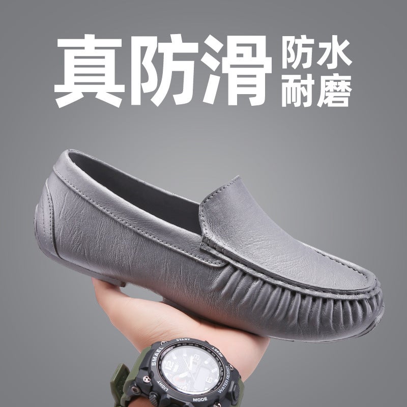 Low-top fashion rain boots water shoes mens waterproof shallow mouth rubber shoes overshoes short tube kitchen work non-slip rain boots cross-border Grey