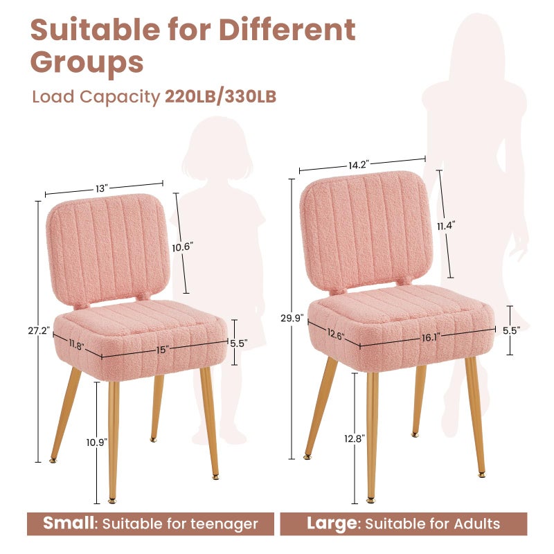 ZYKZYK Updated Vanity Chair, Storage Ottoman with Folding Back & Gold-Toned Metal Legs, Ottoman Seat with Teddy Velvet for Dressing Room Living Room Bedroom, 15" x 12" Inch - Image 2