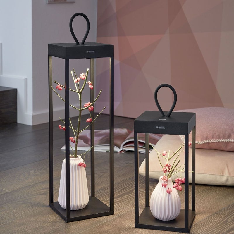 Sompex Grace LED Lantern Lamp | Stepless touch dimmer | Made with aluminium | Indoor & Outdoor | Burning time 11 hours | Charging time 6 hours | IP 65 (water resistant)| 15 x 50 cm - Black - Image 2